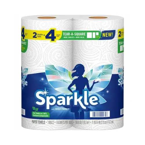 Tear-A-Size Paper Towels, White - pair