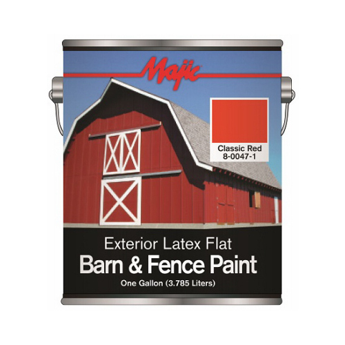 Majic Paints 8-0047-1 Barn and Fence Paint, Flat, Classic Red, 1 gal Pail
