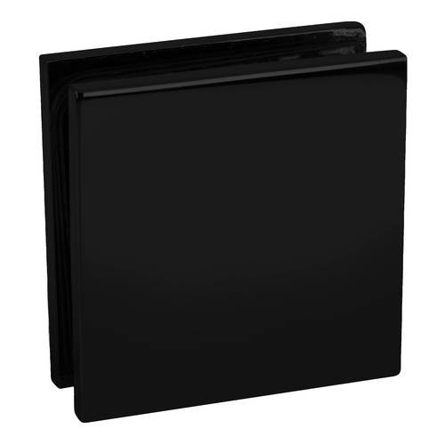 Black Square Style Notch-in-Glass Fixed Panel U-Clamp