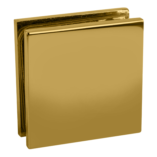 Brass Square Style Notch-in-Glass Fixed Panel U-Clamp