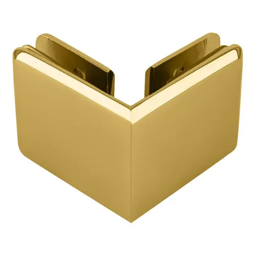 Polished Brass Beveled Style 90 degree Glass-to-Glass Clamp