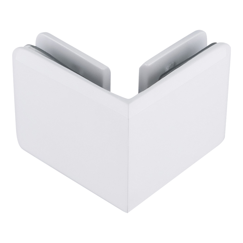 White Beveled Style 90 Glass-to-Glass Clamp