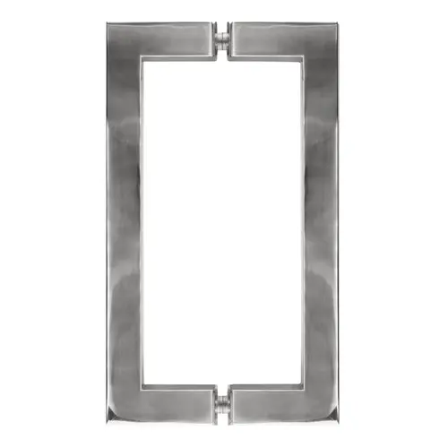 CRL SQ8X8CH Polished Chrome 8" x 8" SQ Series Square Tubing Back-to-Back Pull Handles