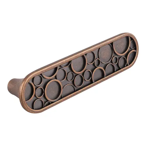 Flat Oblong Shape Kitchen Cabinet Cup Pull Handle 3" Center To Center Weathered Copper