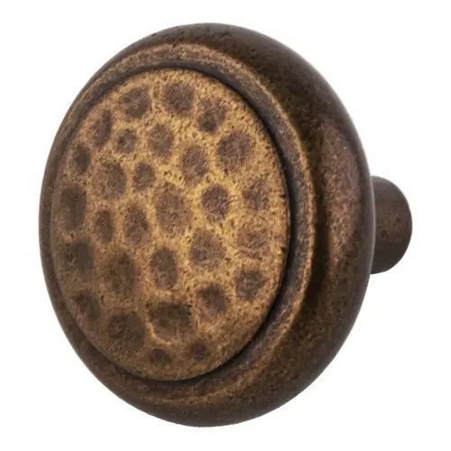 Round Hammered Head Kitchen Cabinet Knob 1-1/4" Diameter  Rustic Brass - pack of 250