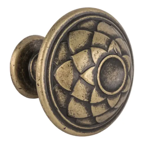 Padma Traditional Alloy Cabinet Knob 1-5/16" Diameter  Distressed Brass - pack of 10