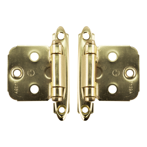 Self Closing Variable Overlay Flush Cabinet Hinges Polished Bras - 2 per pack x5 packs