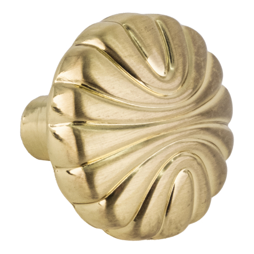 Natural Elegance Sterling Brass Shell Design Round Cabinet Knob 1-1/4" Diameter For Kitchen And Cabinet Hardware