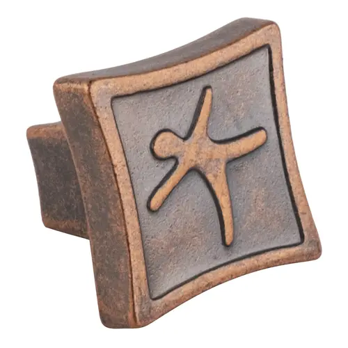 Weathered Copper Modern Motif Quare Cabinet Knob 1-1/8" Diameter For Kitchen And Cabinet Hardware