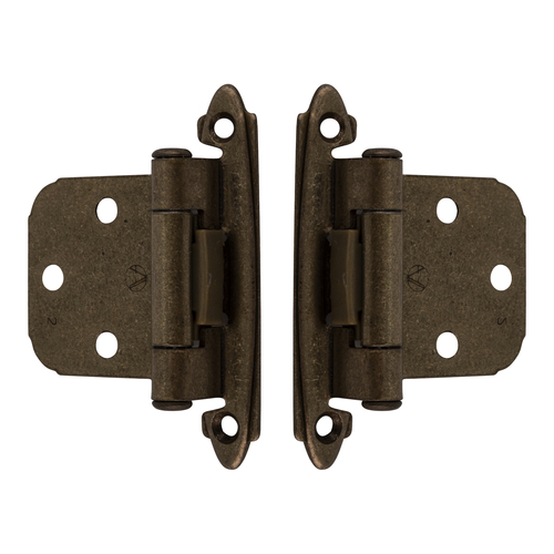 Face Frame Mount Self-Closing Cabinet Hinge For Variable Overlay Kitchen Door Burnished Brass In Pair