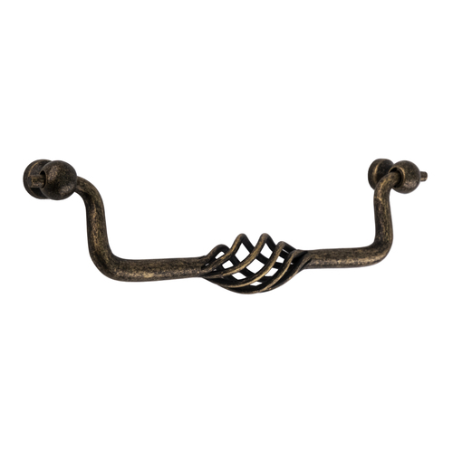 Birdcage Cabinet Pull 6 5/16" Cener to Center Weathered Brass