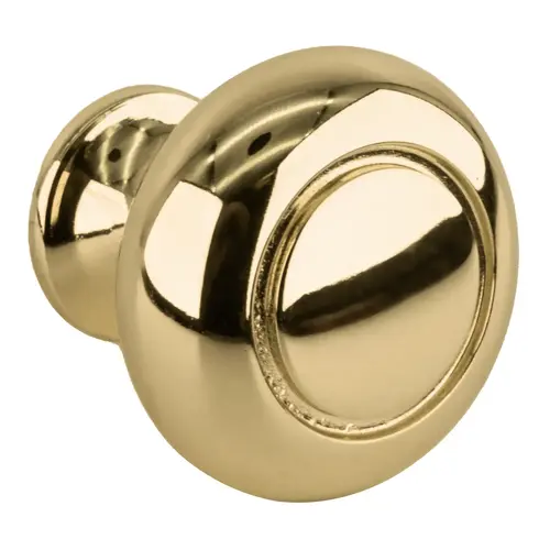 Traditional Residential Mushroom Kitchen Cabinet Knob 1-1/4" Dia Polished Brass - pack of 25