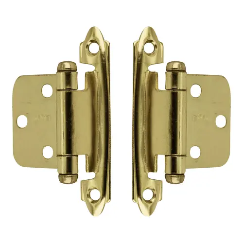 Polished Brass Inset Face Mount Self-Closing Kitchen Cabinet Hinge 3/8" Pair