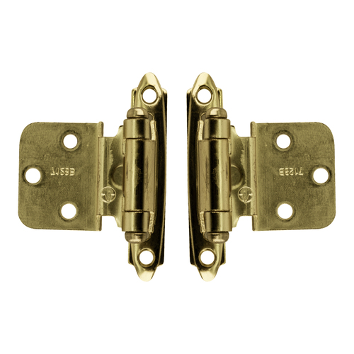 Inset Face Mount Self Closing Cabinet Hinges For Kitchen And Home Hardware 3/8" Polished Brass Pair