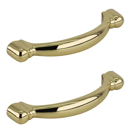 Polished Brass Curved Kitchen Cabinet Drawer Pull 3" Center To Center - 2 per pack x32 packs