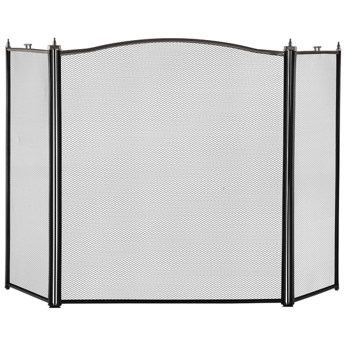 3-Panel Fireplace Screen, Antique Silver