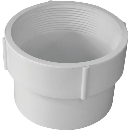 Pipe Adapter, 6 in, FNPT x Hub, PVC, White