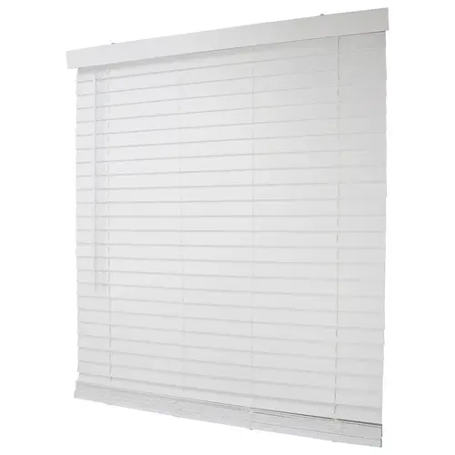 Blind, 64 in L, 43 in W, Faux Wood, White