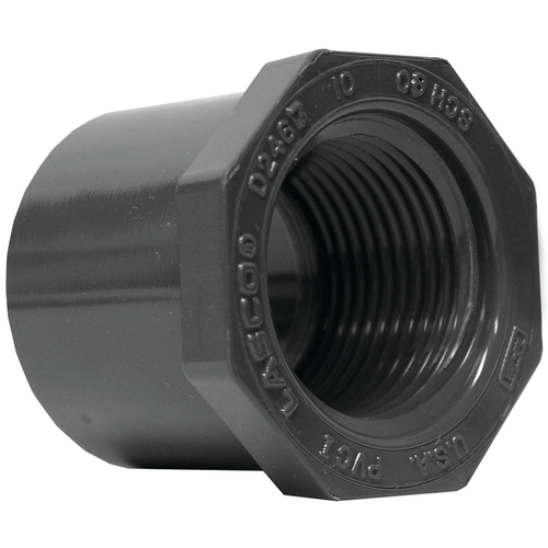 838250BC Reducing Bushing, 2 x 1-1/4 in, Spigot x Female, PVC, SCH 80 Schedule