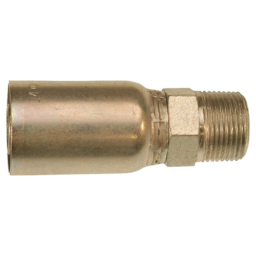 MegaCrimp G25100-0606 Hose Coupling, 3/8-18, Crimp x NPTF, Straight Angle, Steel, Zinc