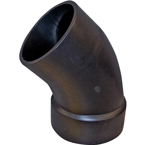 Street Pipe Elbow, 2 in, Spigot x Hub, 45 deg Angle, ABS, Black