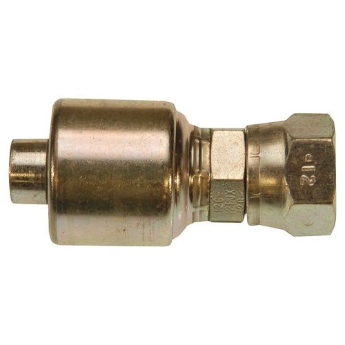 GATES G251700812 MegaCrimp G25170-0812 Hose Coupling, 1-1/16-12, Crimp x JIC, Straight Angle, Steel, Zinc