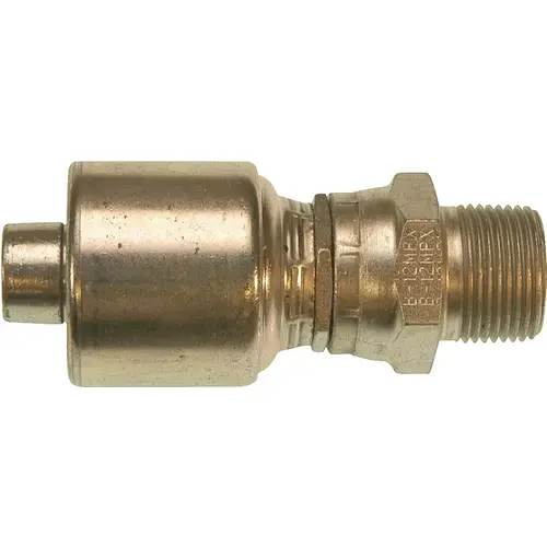 MegaCrimp G25105-0404 Hose Coupling, 1/4-18, Crimp x NPTF, Straight Angle, Steel, Zinc