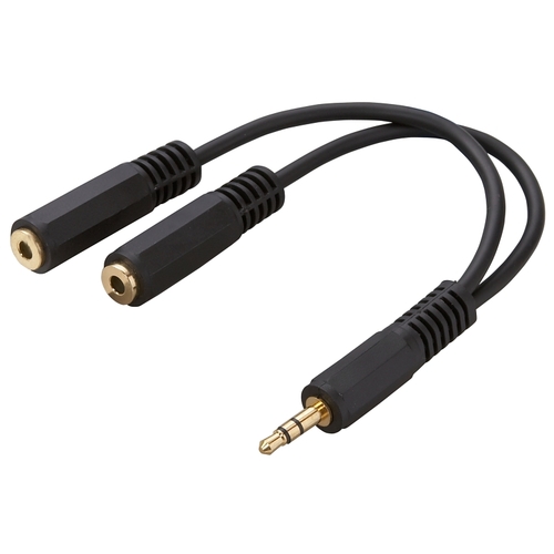 Audio Y-Cable, 3 in Cord L, Black