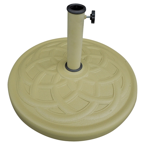 Seasonal Trends 69332 Umbrella Base, 21.65 in Dia, 13.2 in H, Round, Resin/Steel/Plastic, Sandstone