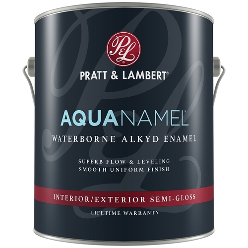 Pratt & Lambert Z0890 Aquanamel 0000-16 Enamel, Semi-Gloss, White, 1 gal