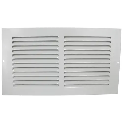 Baseboard Register, 13-3/4 in L, 7-3/4 in W, 50 deg Air Deflection, Steel, White