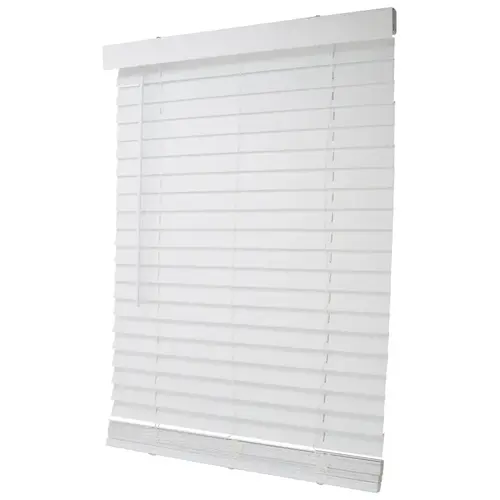 Blind, 64 in L, 29 in W, Faux Wood, White