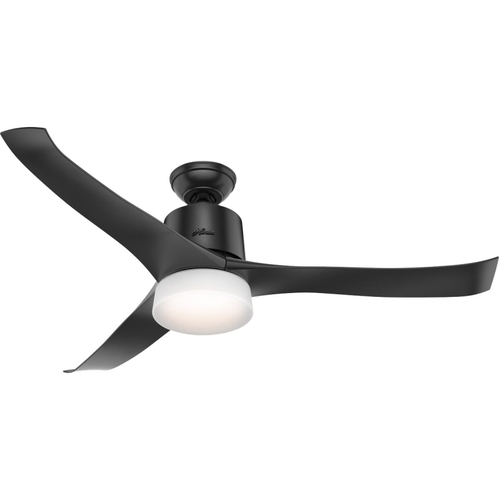 Ceiling Fan, 3-Blade, Black Housing, Black Blade, 54 in Sweep, Plastic Blade, 3-Speed, With Lights: Yes