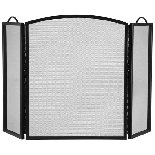 3-Panel Fireplace Screen, Black