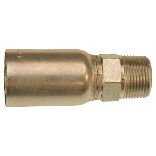 MegaCrimp G25100-0404 Hose Coupling, 1/4-18, Crimp x NPTF, Straight Angle, Steel, Zinc