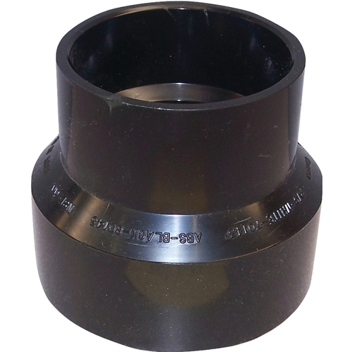 Reducing Pipe Coupling, 4 x 3 in, Hub, ABS, Black, 40 Schedule