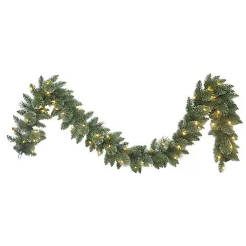 Lodgepole Garland, Battery Operated, Clear Lights, 9 ft Green