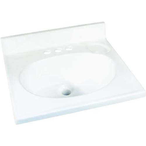 Foremost WS-1719 Vanity Top, 19 in OAL, 17 in OAW, Marble, Solid White, Countertop Edge