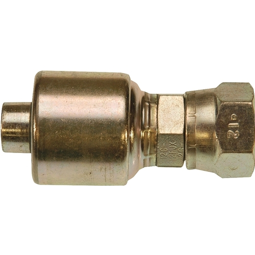 GATES G251700606 MegaCrimp G25170-0606 Hose Coupling, 9/16-18, Crimp x JIC, Straight Angle, Steel, Zinc