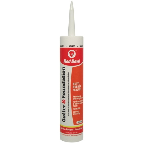 Red Devil 0697-XCP12 Gutter and Foundation Sealant, White, Viscous Paste, 10.1 fl-oz Cartridge - pack of 12