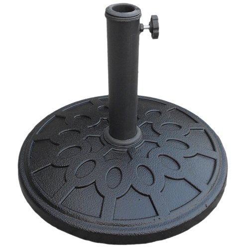 Seasonal Trends 69327 Umbrella Base, 17-1/2 in Dia, 13 in H, Round, Resin/Steel/Plastic, Black