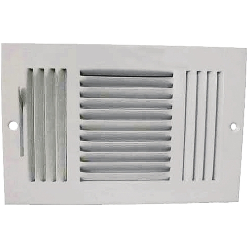 ProSource SW03-10X6 Register, 10 x 6 duct size, 52 degree Air Deflection, 3-Way, Steel, White