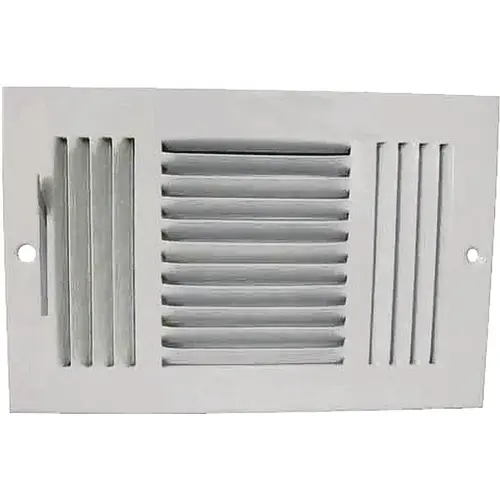 ProSource SW03-10X6 Register, 10 x 6 duct size, 52 degree Air Deflection, 3-Way, Steel, White