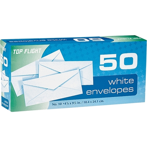 TOP FLIGHT 6900815 Envelope, White - pack of 50