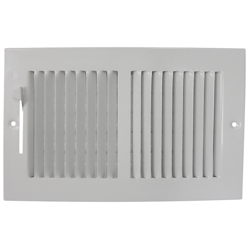 Baseboard Register, 11-3/4 in L, 7-3/4 in W, 50 deg Air Deflection, Steel, White