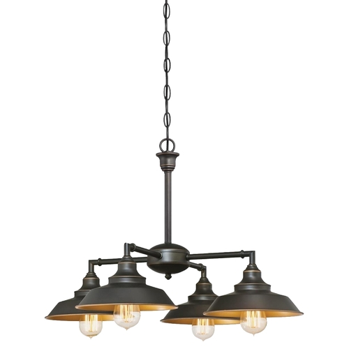 Westinghouse 63450 Iron Hill Series 00 Chandelier, 120 V, 1-Tier, 4-Lamp, Incandescent, LED Lamp, Metal Fixture