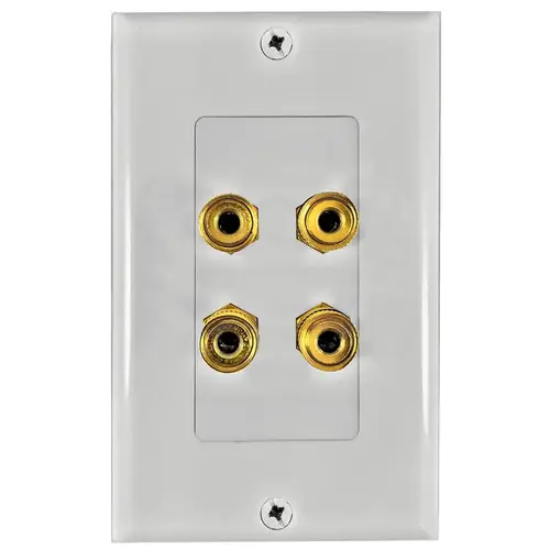 Banana Plug Wallplate, Plastic, White