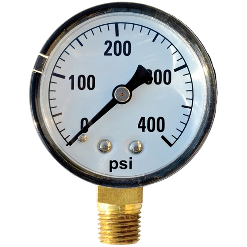 Standard Dry Pressure Gauge, 2 in Dial, 400 psi