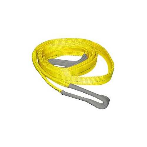 Twisted Web Sling, 2 in W, 20 ft L, 2-Ply, 6200 lb Vertical Hitch, Polyester, Yellow