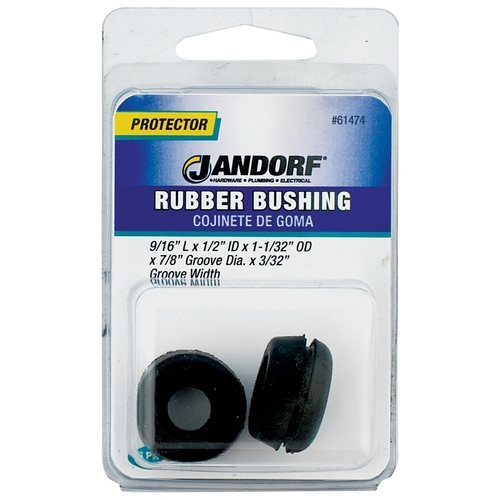 Jandorf 61474 Conduit Bushing, 1/2 in Dia Cable, Rubber, Black